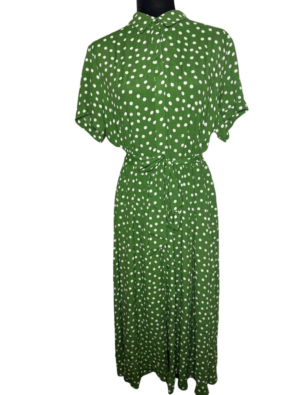 Les Essentiels de Monoprix Green Polka Dot Midi Dress XL